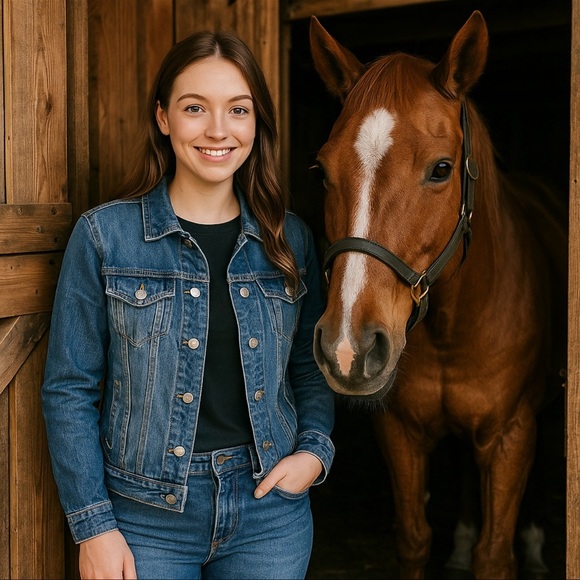 Bandolino Blu Women’s Bette Denim Jacket Size Large Blue Button Front Faded - Picture 2 of 6